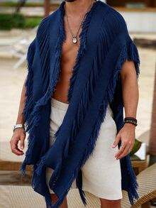 Ironwick Men's Solid Color Casual Versatile Daily Wear Cardigan - Navy Blue - View 4