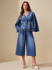 EMERY ROSE Women's Casual Versatile Denim Jacket For Daily Wear - Blue - View 3