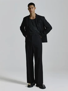 Musero Straight Leg Tailored Pants Buckle Detail With Silver Hardwear Belt Loops And Back Welt Pockets Co Ord Trousers Only Autum Winter Essentials - Black - View 5