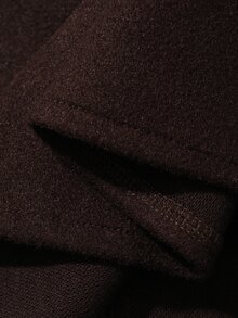 DAZY Women's Deep Brown Wool Blend Short Jacket, Loose Casual Streetwear Commuter Style With Turn-Down Collar And Large Pockets, Autumn/Winter - Brown - View 9