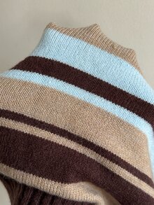 Autumina Sweater Lengan Panjang Kasual Wanita Motif Garis-Garis dan Blok Warna untuk Sehari-hari - MultiWarna - View 7
