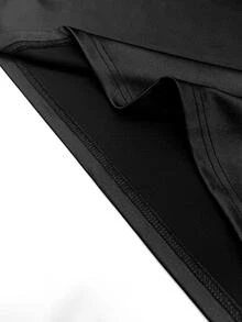 GlowEve CURVE Plus Size Women's Fashion Elegant Off-Shoulder Ruched Waist Glossy Knit Bodycon Mini Dress, Suitable For Daily Commute, Party, Gathering And Evening Wear - Black - View 3