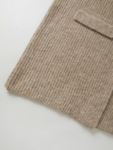 SHEIN Fall Winter Lapel Collar Button Front Knit Cardigan, Casual Loose Outerwear With Pockets - Camel - View 6