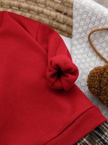 SHEIN 少女復古時尚百搭休閒日常穿搭，秋冬款，適合外出與校園穿著 - 紅色 - 查看 4