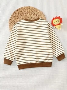 Infant Round Neck Casual Pullover Sweatshirt - Multicolor - View 4