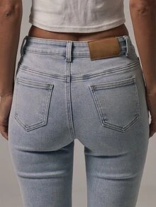 MUSERA Mid Rise Skinny Fitted Denim Capri Style Jeans Autumn Winter Fall Daily Eveyday Core Denim - Baby Blue - View 6