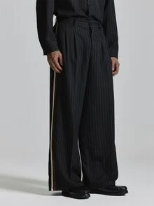 Musero Oversized Pleat Front Trosuers With Applique Side Stripe Co Ord Trosuers Only Autum Winter Essentials - Black - View 2