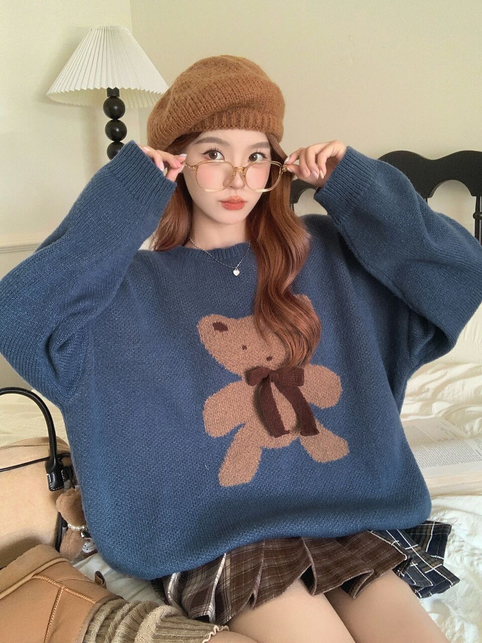 Women's Cute Bow Decor Long Sleeve Sweater