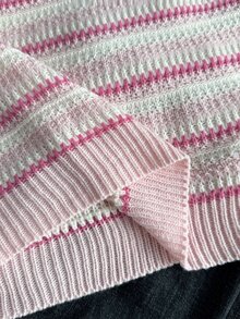 SHEIN Tween Girls Sweaters Versatile Gradient Striped Mini Knit Cute Vacation Sweater - Pink - View 6