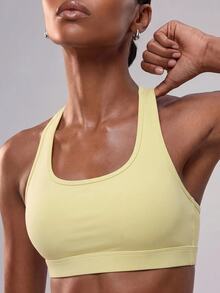 Zivah Women's Solid Color Cropped Halter Tank Top And Leggings Sports Set - Yellow - View 3
