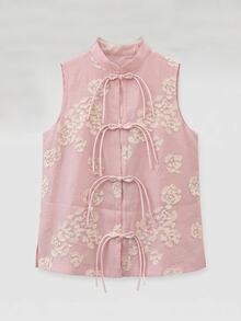 Nöista Sleeveless Floral Vest With Relaxed Fit For Summer Vacation And Casual Everyday Looks. - Pink - View 6