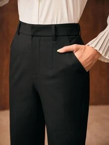 MOTF PREMIUM FASHION SLIM FIT VERSATILE COMMUTER WOMEN'S SUIT PANTS - Black - View 5