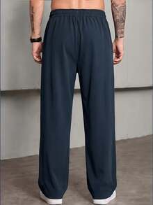 TONEVAULT New Men's Casual Sports Long Pants, Suitable For Autumn/Winter Outdoor Wear - Navy Blue - View 2