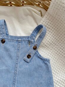 SHEIN 2件組嬰兒男孩女孩恐龍連身褲與漁夫帽套裝，休閒度假穿搭，適合外出、海灘與沙灘 - 藍色 - 查看 6