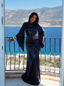 Aloruh Pink Romantic Ruffle Hem Mini Dress For Date, Party, Vacation - Navy Blue - View 6