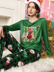 Chillnights PJS13 Women's Pajama Set Milk Silk 160g Digital Print - Green - View 6