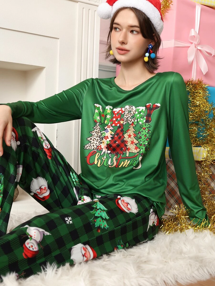 Chillnights PJS13 女款睡衣套裝 牛奶絲 160g 數位印花 - 綠色 - 查看 1