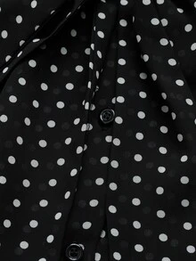 Sunspun Plus Size Autumn/Winter Vintage Polka Dot Blouse & Plaid Pinafore Dress Set, School Style With Bowknot And Straps, 2 Pieces Fall - Multicolor - View 7