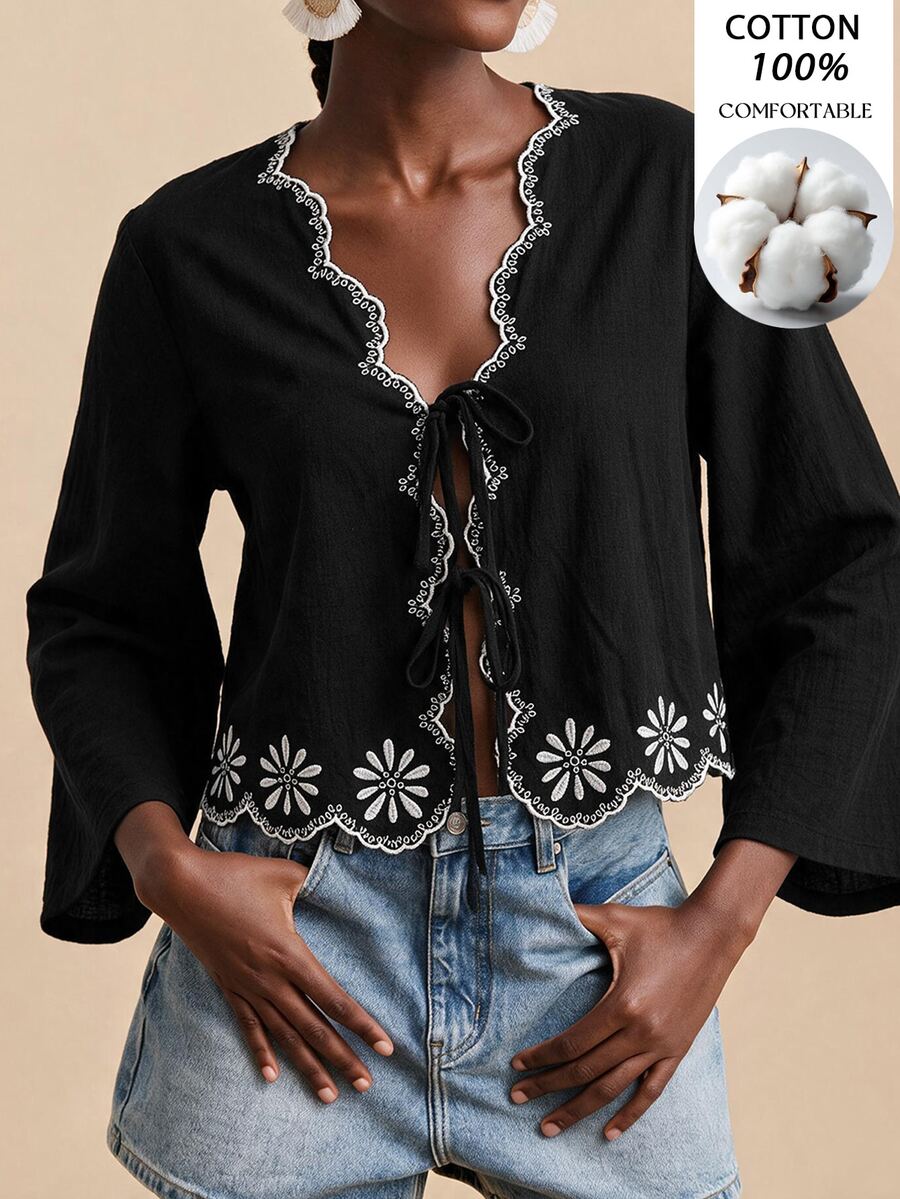 Travachic Women's Colorblock Casual Versatile Daily Wear Shirt - Black - View 1