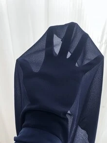 Easowa 圓領多層荷葉邊 A 字版型雪紡透視飄逸無袖休閒寬鬆優雅通勤老錢風度假春夏季女款短洋裝 - 藏蓝色 - 查看 8