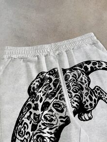 STEELVANCE Men's Elastic Waist Animal Print Casual Everyday Sweatpants - Grey - View 3