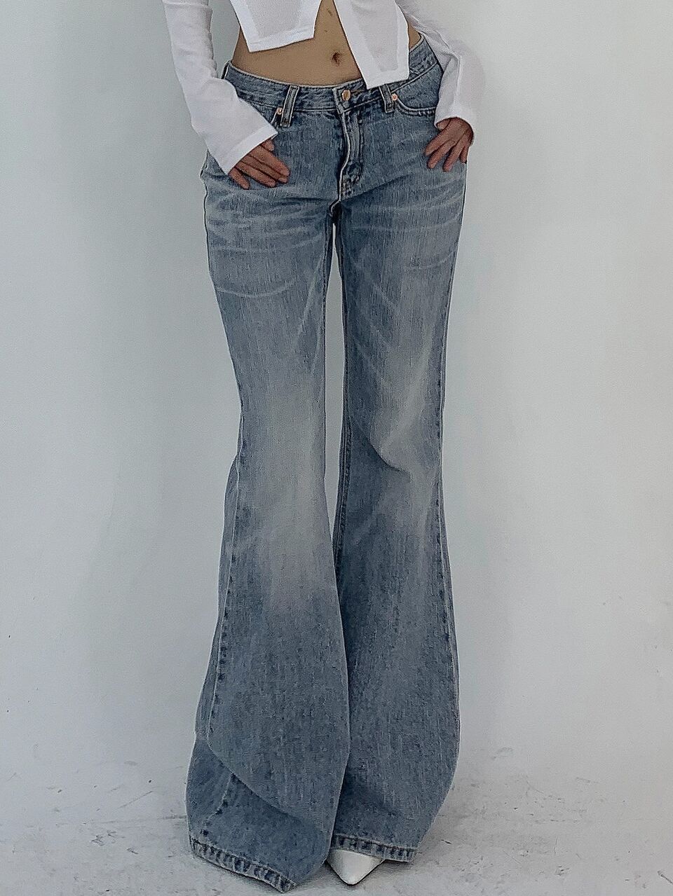 Women's Casual Versatile Flare Leg Denim Jeans With Pockets Fall