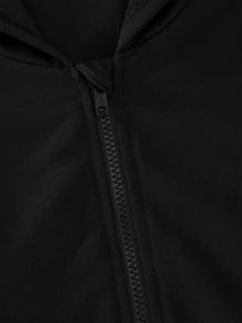 SHEIN 青少年女孩休閒百搭正身長版韓風開襟運動外套 開學季 - 黑色 - 查看 5