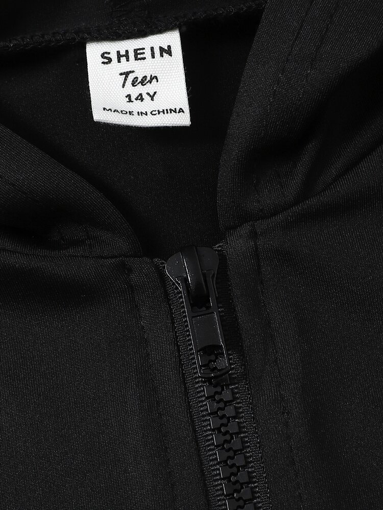 Sparklyn Teen Girl Casual Daily Slim Fit Tight Slim Fit Sweatshirt Sweatshirt, Back To School Season, Korean Style - Black - View 6