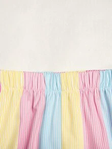 SHEIN Tween女孩彩色條紋Logo印花學院風寬鬆長袖上衣與寬腿褲2件套返校休閒套裝 - 粉色 - 查看 11