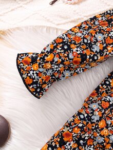 SHEIN 女嬰女童花卉可愛洋裝，春夏秋冬度假風女童洋裝 - 棕色 - 查看 6