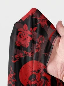 ROMWE Goth 暗黑龐克骷髏森系性感透視網紗長袖女款上衣 - 黑色 - 查看 5