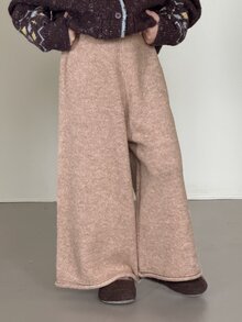 Dazy Kids Young Girl) Autumn/Winter Sweater Pants Wide Leg Thick Basic Young Girl Pants - Apricot - View 6