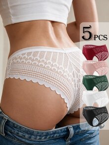 SHEIN Velisys Women's Lace Sexy Daily Sports Triangle Panties - Multicolor - View 2