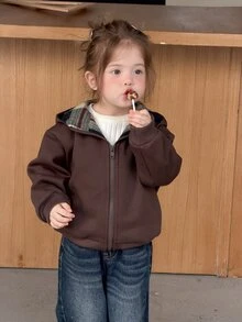 Dazy Kids Infant (Girl) Hooded Autumn/Winter Korean Style Sweatshirt - Coffee Brown - View 5