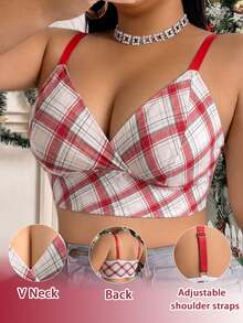 SHEIN Halloween Plus Size Wireless Bra, 1pc Party Rave White Autumn Sexy - Multicolor - View 3