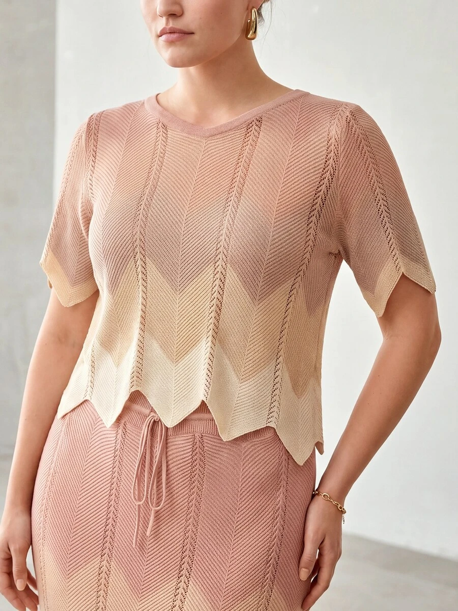 MOTF PREMIUM SPRING SUMMER AUTUMN WINTER FASHION GRADIENT KNIT SWEATER SKIRT - Pink - View 2