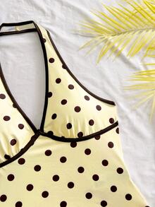 Soleia Women's Polka Dot Print Backless Halter Top And Shorts 2 Pieces Set - Multicolor - View 5