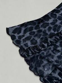 LUMIGAL Women's V-Neck Leopard Print Sheer Casual Top - Blue - View 5