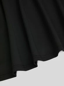 Sweetra Plus Size Black Knitted Ruched Skirt With Ribbon, Camellia Decor, Hip-Covering Mermaid Skirt, Commuter Versatile Skirt Fall - Black - View 3