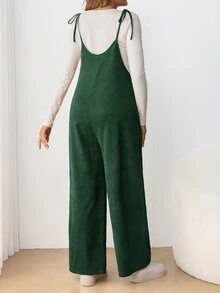 SHEIN 孕婦休閒細肩帶蝴蝶結修身長版連身褲 - 薄荷綠 - 查看 2