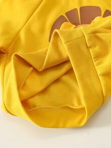 SHEIN 男嬰卡通獅子圖案針織柔軟圓領長袖套頭秋季衛衣 - 黃色 - 查看 9