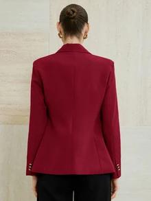 Aveloria Modichic 雙排扣裝飾口袋西裝外套工作服 - 酒紅色 - 查看 2