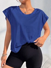 Easithlete Easithlete 女款寬鬆版型瑜伽跑步健身運動背心T恤 - 寶藍色 - 查看 4