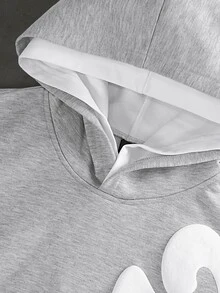 SLATEMANN Men's Letter Print Hoodie And Sweatpants Set - Grey - View 6