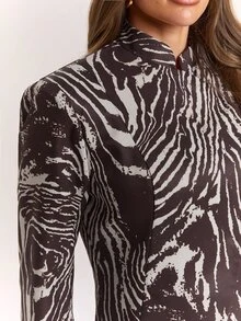 SHEIN BAE Fashionable Commuter All-Over Print Blazer - Multicolor - View 6