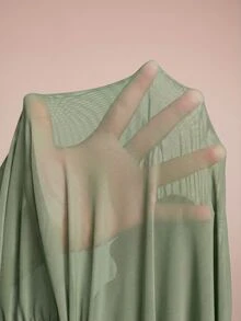 MaterniChic Maternity Solid Color Asymmetric Neck Ribbon Design Slim Fit Elegant Dress - Green - View 10