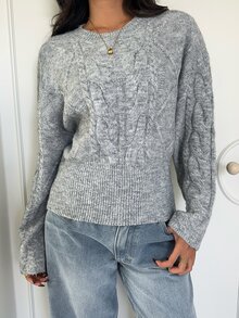 Aloruh Women's Casual Ribbed Patchwork Long Sleeve Everyday Sweater Knit Turtleneck Women Fall Winter Sweater - Grey - View 4