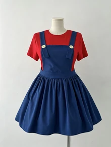 Sunspun Plus Size Women's Colorblock Pleated Fashion Summer Dress - Multicolor - View 6