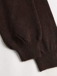Sweetra Brown Casual Fashion Commute Minimalist Cute Heart Button Round Neck Knit Cardigan For Women - Coffee Brown - View 3