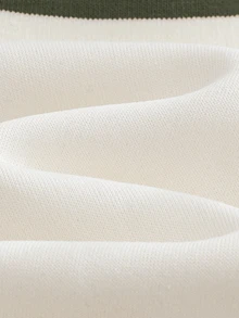 Cozy Pixies 嬰兒新生兒熊圖案對比色 Polo 領長袖運動衫與長褲套裝 - 橄欖綠 - 查看 3